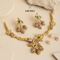 Gold Plated Floral Necklace With Earrings