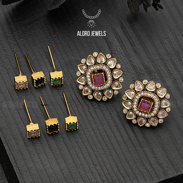 4 in 1 Kundan Stud Earrings