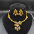 Gold Plated Floral Necklace With Earrings