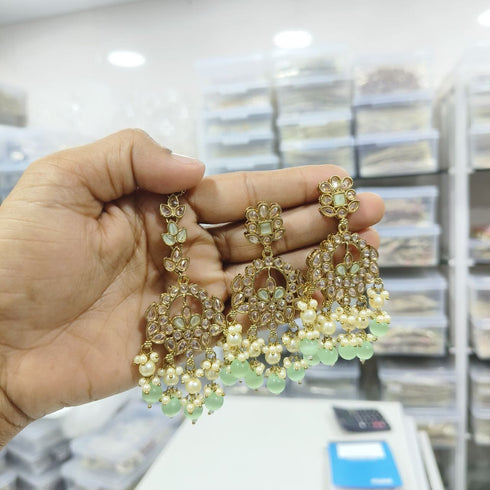 Polki Earrings and Maangteeka