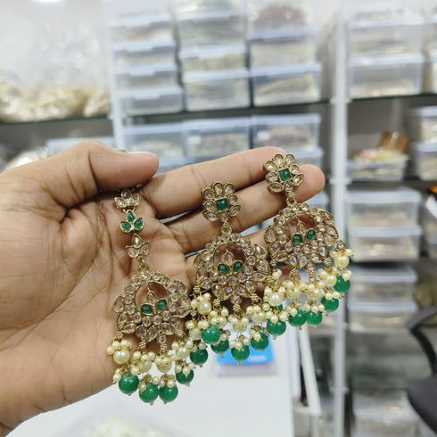 Polki Earrings and Maangteeka