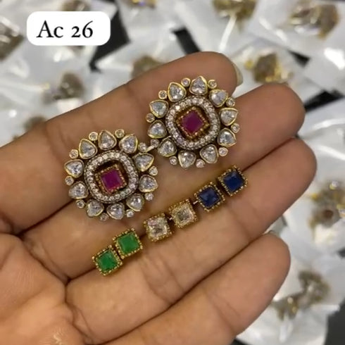 4 in 1 Kundan Stud Earrings