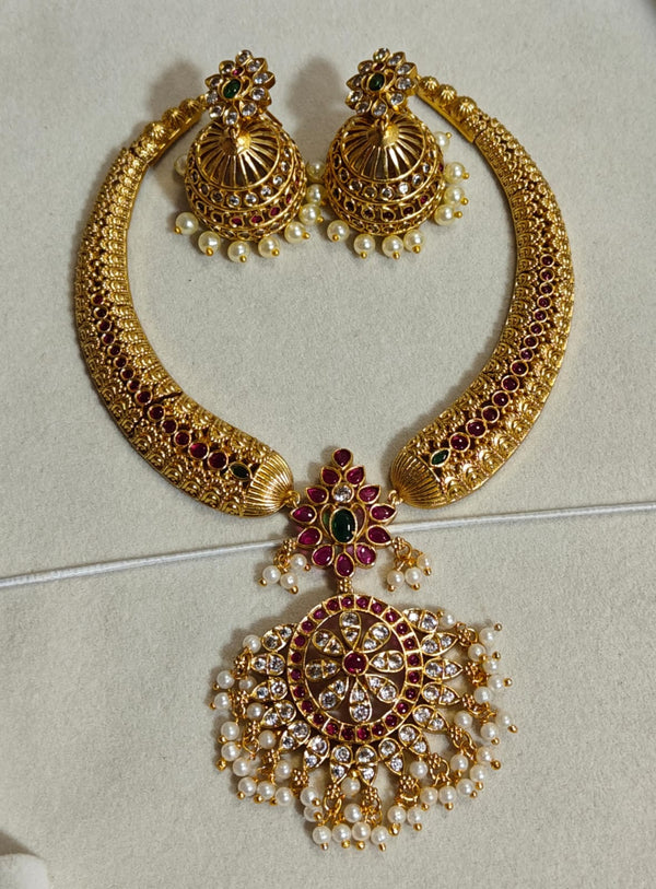 Jadau Bridal Necklace with Jhumki