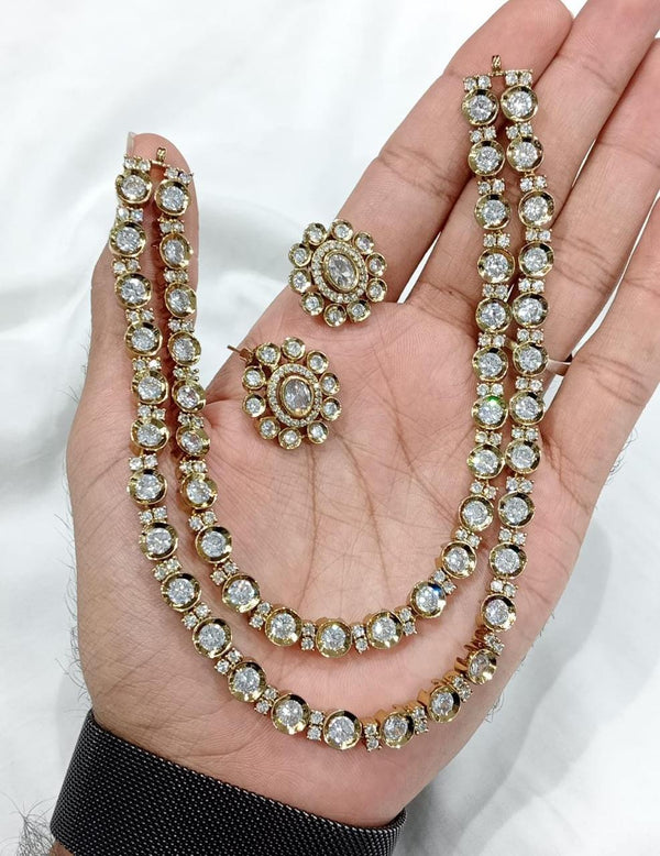 Gold Plated American Diamond Kundan Necklace