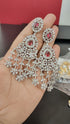 Rhodium Plated Diamond Look Chandelier Earrings