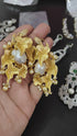 Gold Plated Natural Pearl Studded Statement Earrings