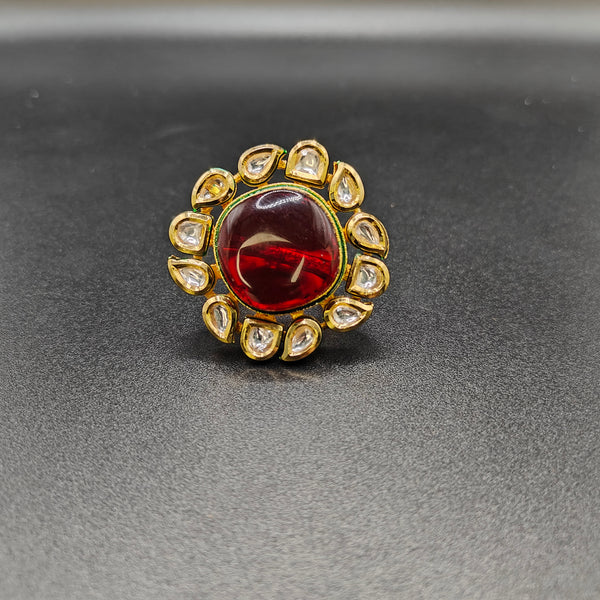 Gold Plated Kundan Ring