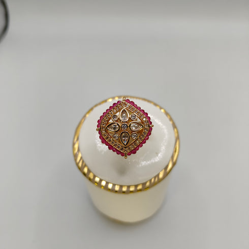 Gold Plated Kundan Ring